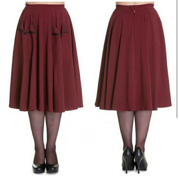 Hell Bunny Dresses & Skirts - Hell Bunny Ellie May Burgundy Swing Skirt